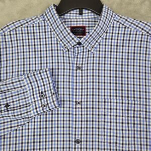Untuckit Shirt Mens 2XL Performance Blue‎ Check Button Down Stretch Nylon Blend